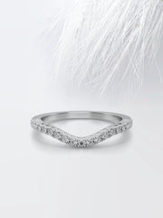 Round Cut Moissanite Curved Diamond Wedding Band for Women Mapple Gems